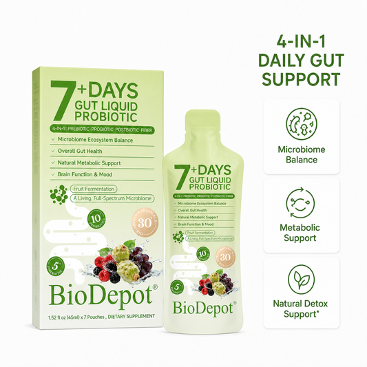 BioDepot 7+ Days Liquid Probiotic | 4-in-1 Gut Support