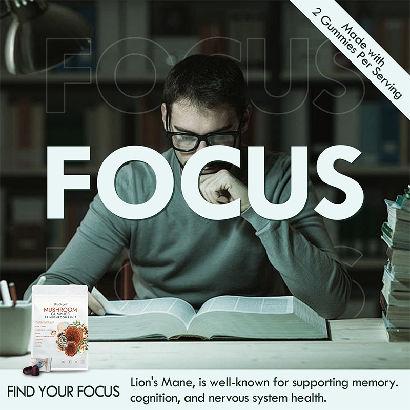 Mushroom Gummies with Mega Lion’s Mane, Cordyceps & Reishi 24 in 1 Supplement Natural Brain Focus, Memory & Energy Support Coffee Alternative for Mental Clarity & Immune System,Relieve Fatigue & Build Emotional Resilience