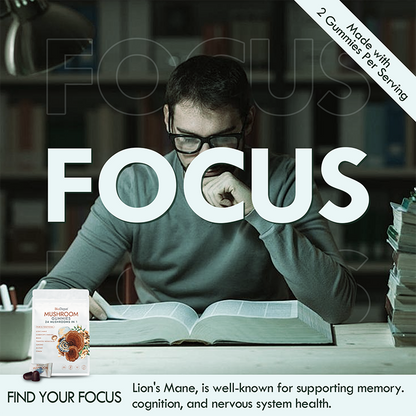 Mushroom Gummies with Mega Lion’s Mane, Cordyceps & Reishi 24 in 1 Supplement Natural Brain Focus, Memory & Energy Support Coffee Alternative for Mental Clarity & Immune System,Relieve Fatigue & Build Emotional Resilience