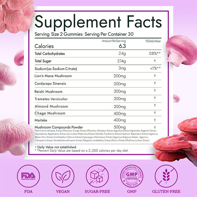 Mushroom Gummies for Women – Dopamine Boost, Mood Support & Vaginal Health – pH Balance, Body Odor Control & Sleep Aid – Vegan Fruiting-Body Blend with Mega Lion’s Mane, Reishi & Cordyceps, Relieve Fatigue & Build Emotional Resilience